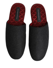Dolce & Gabbana Anthracite Wool Cashmere Quilted Slippers Shoes