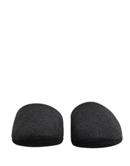 Dolce & Gabbana Anthracite Wool Cashmere Quilted Slippers Shoes