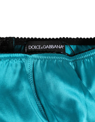 Dolce & Gabbana Aqua Green Satin High-Waist Briefs Underwear - Briefs