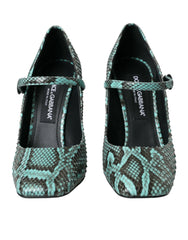 Dolce & Gabbana Aqua Python Leather Mary Jane Pumps Shoes - EU39/US8.5 - Heels