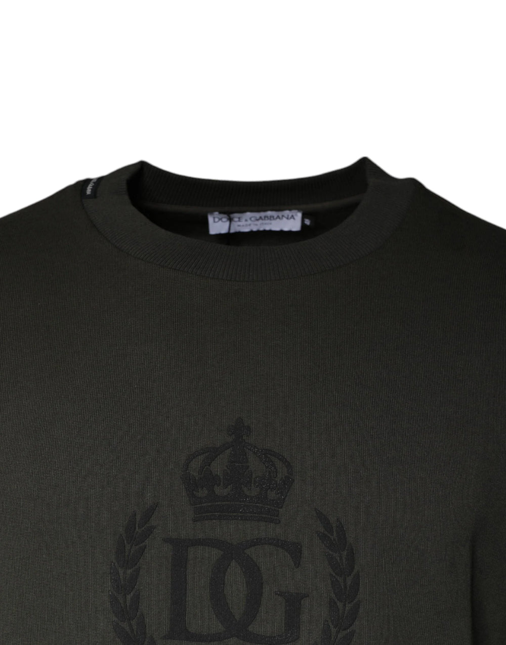 Dolce & Gabbana Army Green Crown Cotton Sweatshirt Sweater - IT48 | M - Sweatshirts