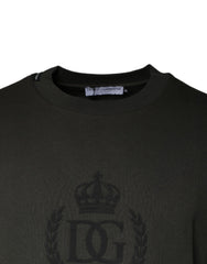 Dolce & Gabbana Army Green Crown Cotton Sweatshirt Sweater - IT48 | M - Sweatshirts