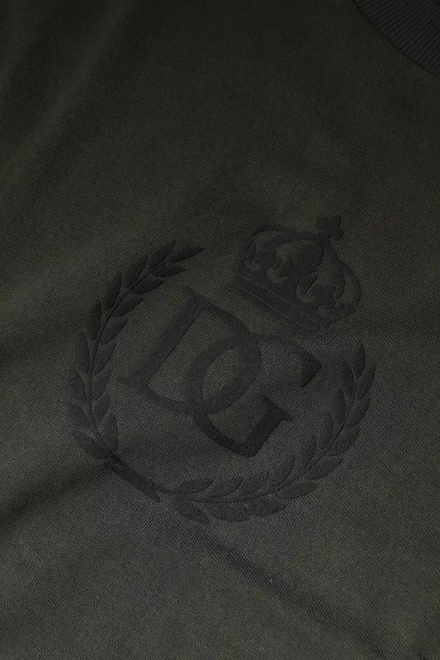 Dolce & Gabbana Army Green Crown Cotton Sweatshirt Sweater - IT48 | M - Sweatshirts