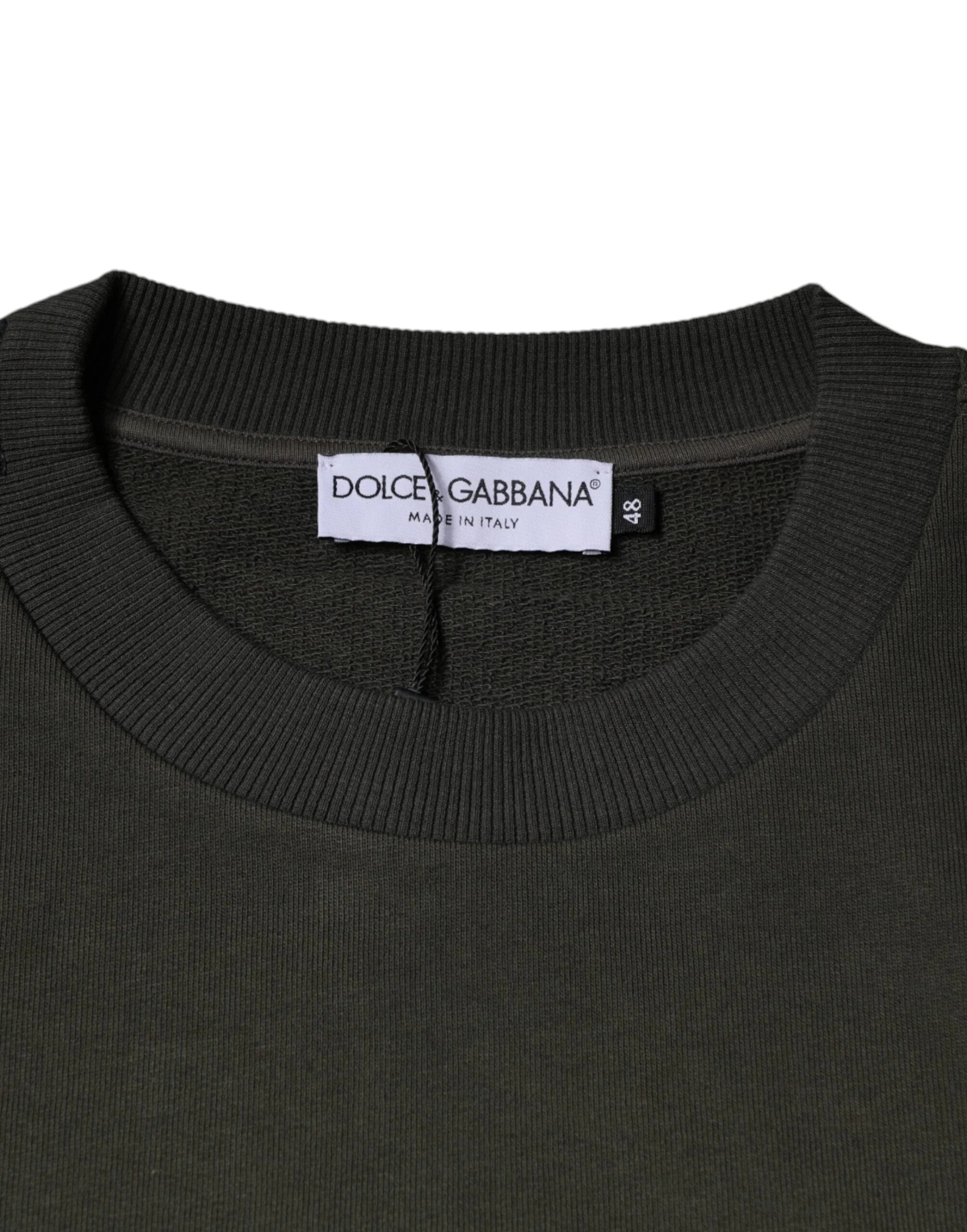 Dolce & Gabbana Army Green Crown Cotton Sweatshirt Sweater - IT48 | M - Sweatshirts