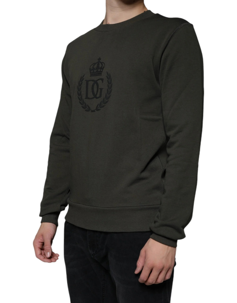 Dolce & Gabbana Army Green DG Crown Crew Neck Pullover Sweater - IT44 | XS - Sweaters