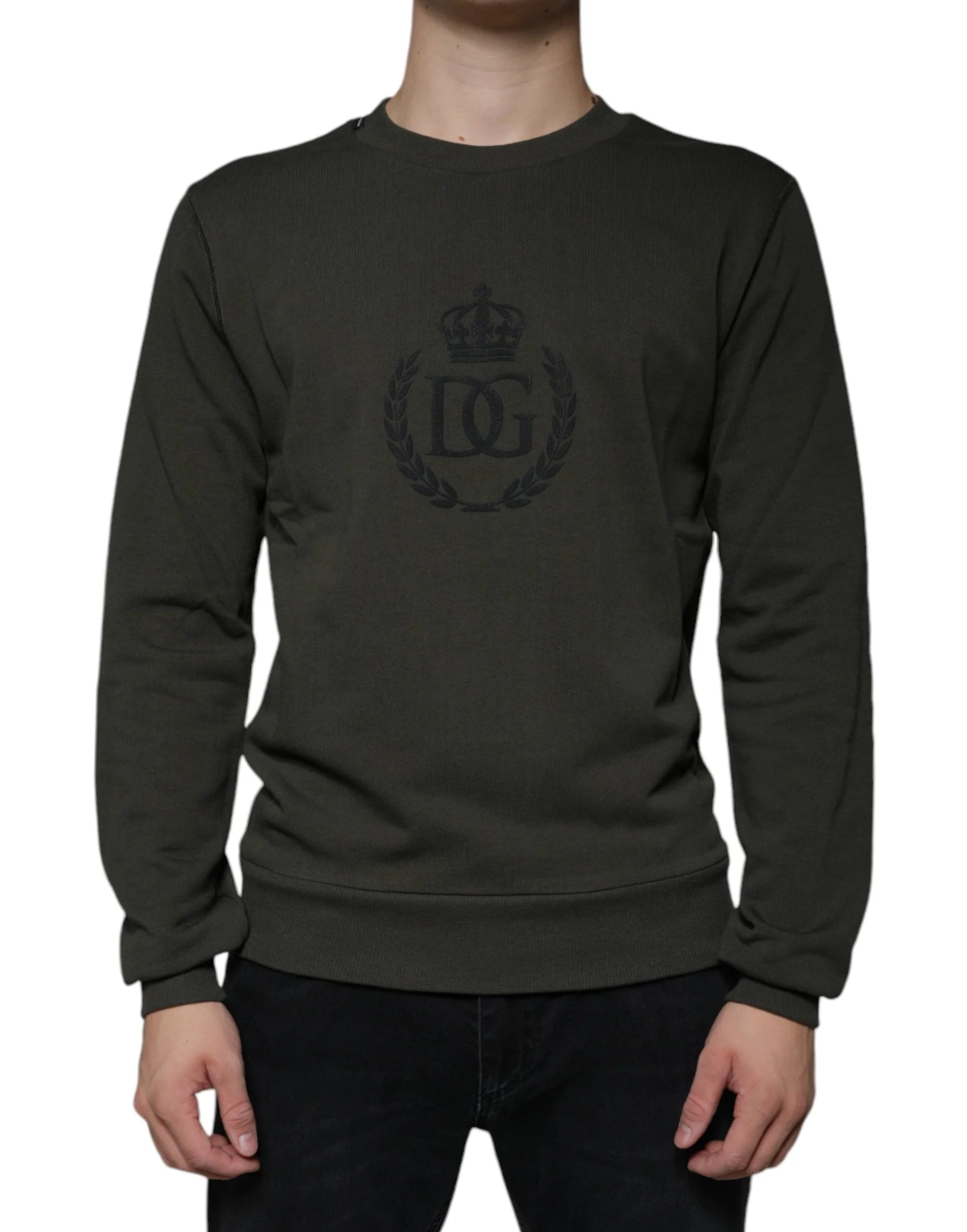 Dolce & Gabbana Army Green DG Crown Crew Neck Pullover Sweater - IT44 | XS - Sweaters