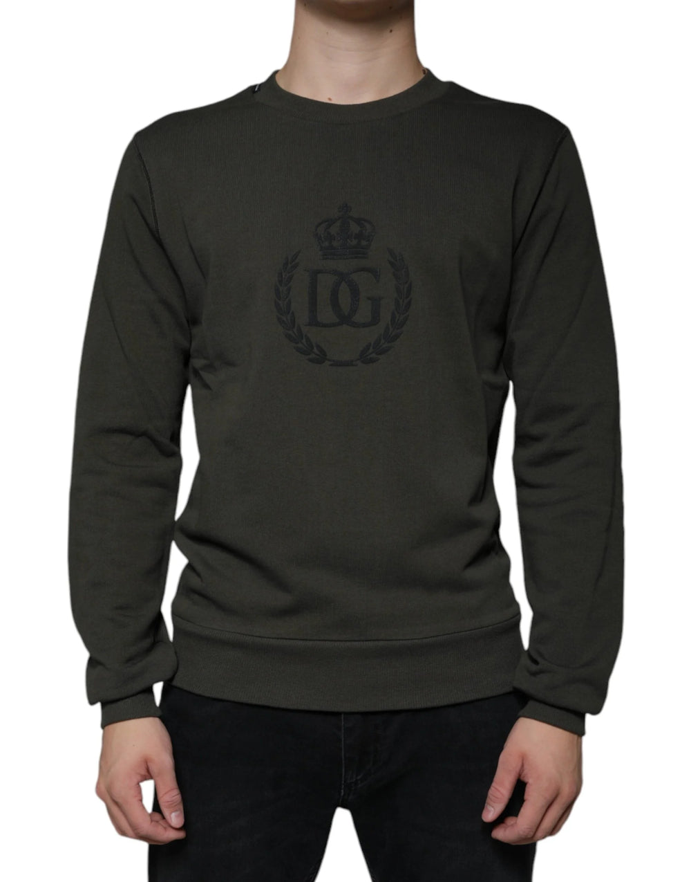 Dolce & Gabbana Army Green DG Crown Crew Neck Pullover Sweater - IT44 | XS - Sweaters