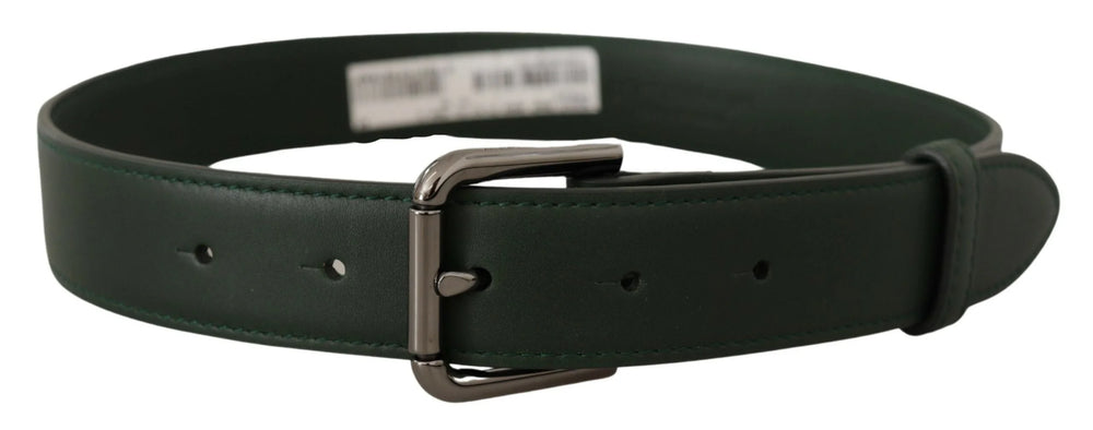 Dolce & Gabbana Army Green Leather Logo Metal Waist Buckle Belt - 60 cm / 24 Inches - Belts