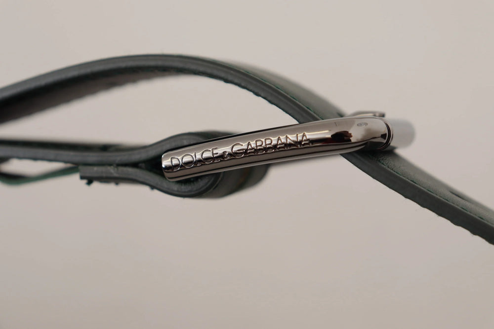 Dolce & Gabbana Army Green Leather Logo Metal Waist Buckle Belt - 60 cm / 24 Inches - Belts