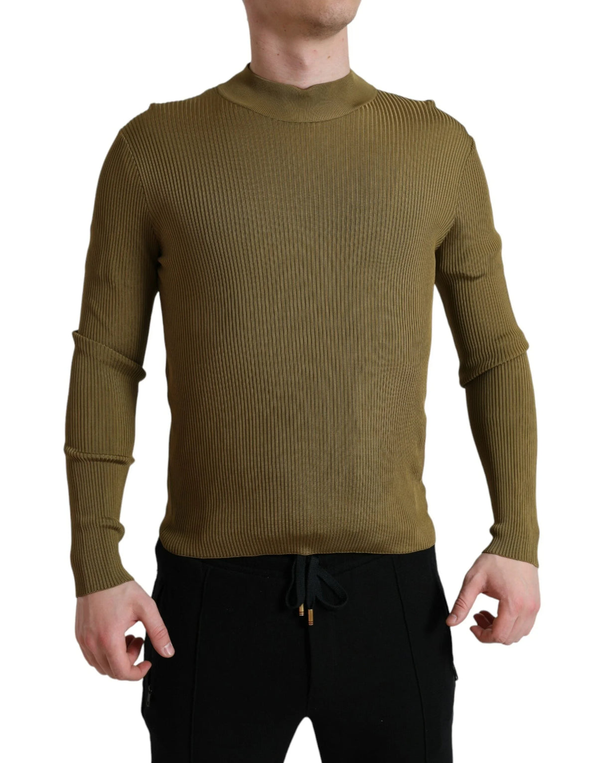 Dolce & Gabbana Army Green Viscose Crewneck Pullover Sweater - IT48 | M - Sweaters