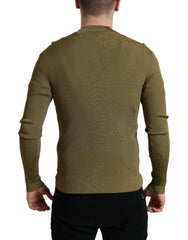 Dolce & Gabbana Army Green Viscose Crewneck Pullover Sweater - IT48 | M - Sweaters