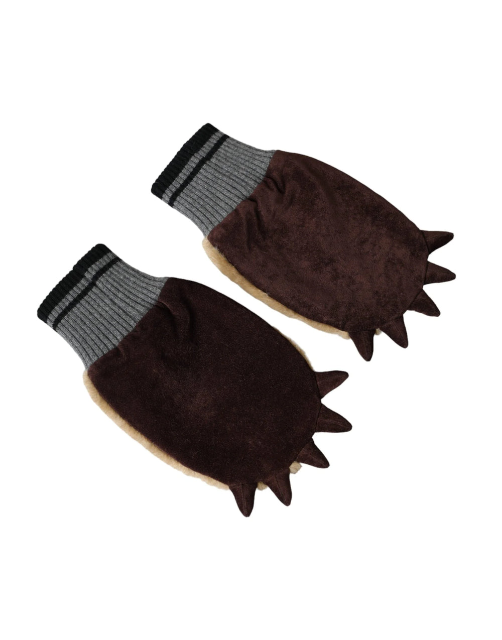 Dolce & Gabbana Beige Acrylic Knitted Fur Wrist Mitten Gloves - Gloves & Mittens