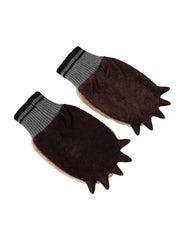 Dolce & Gabbana Beige Acrylic Knitted Fur Wrist Mitten Gloves - Gloves & Mittens
