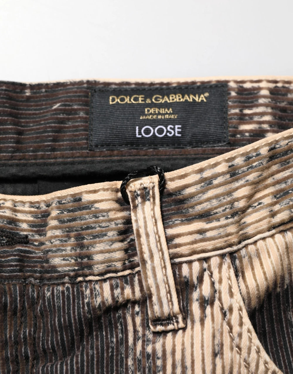 Dolce & Gabbana Beige Black Corduroy Tie-Dye Cotton Blend Pants - IT50 | L - Trousers