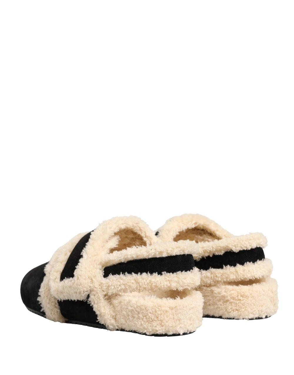 Dolce & Gabbana Beige Black Faux Fur Flats Men Sandals Shoes - EU44/US11