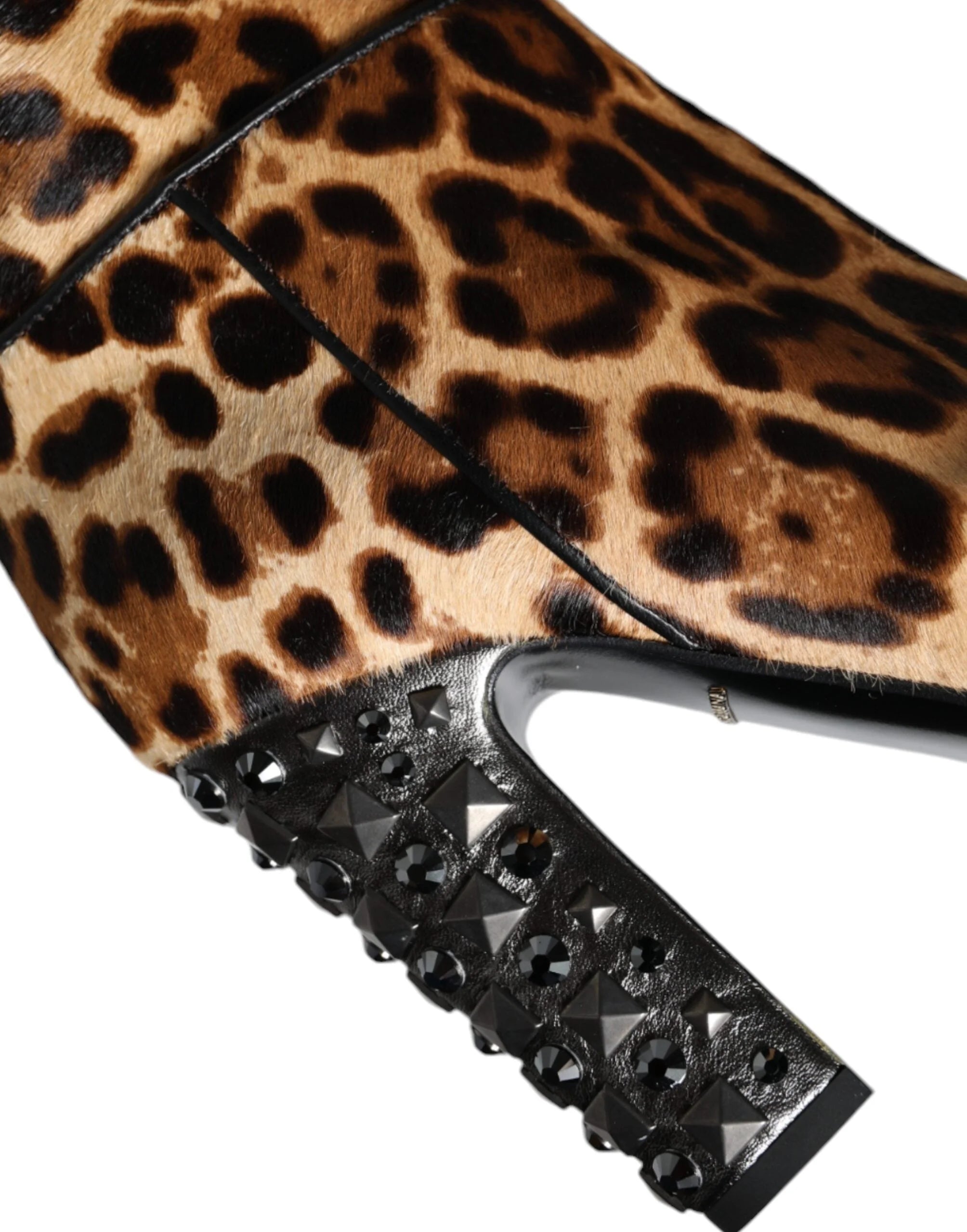 Dolce & Gabbana Beige Black Leopard Knee High Boots Shoes - Boots