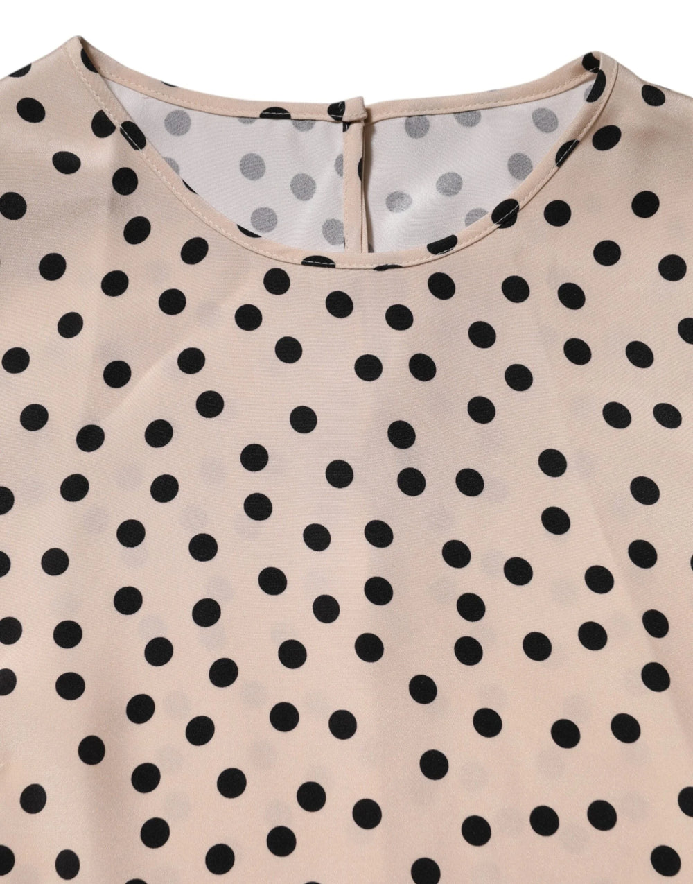 Dolce & Gabbana Beige Black Polka Dot Silk Short Sleeve Blouse Top - IT40|S - Blouses