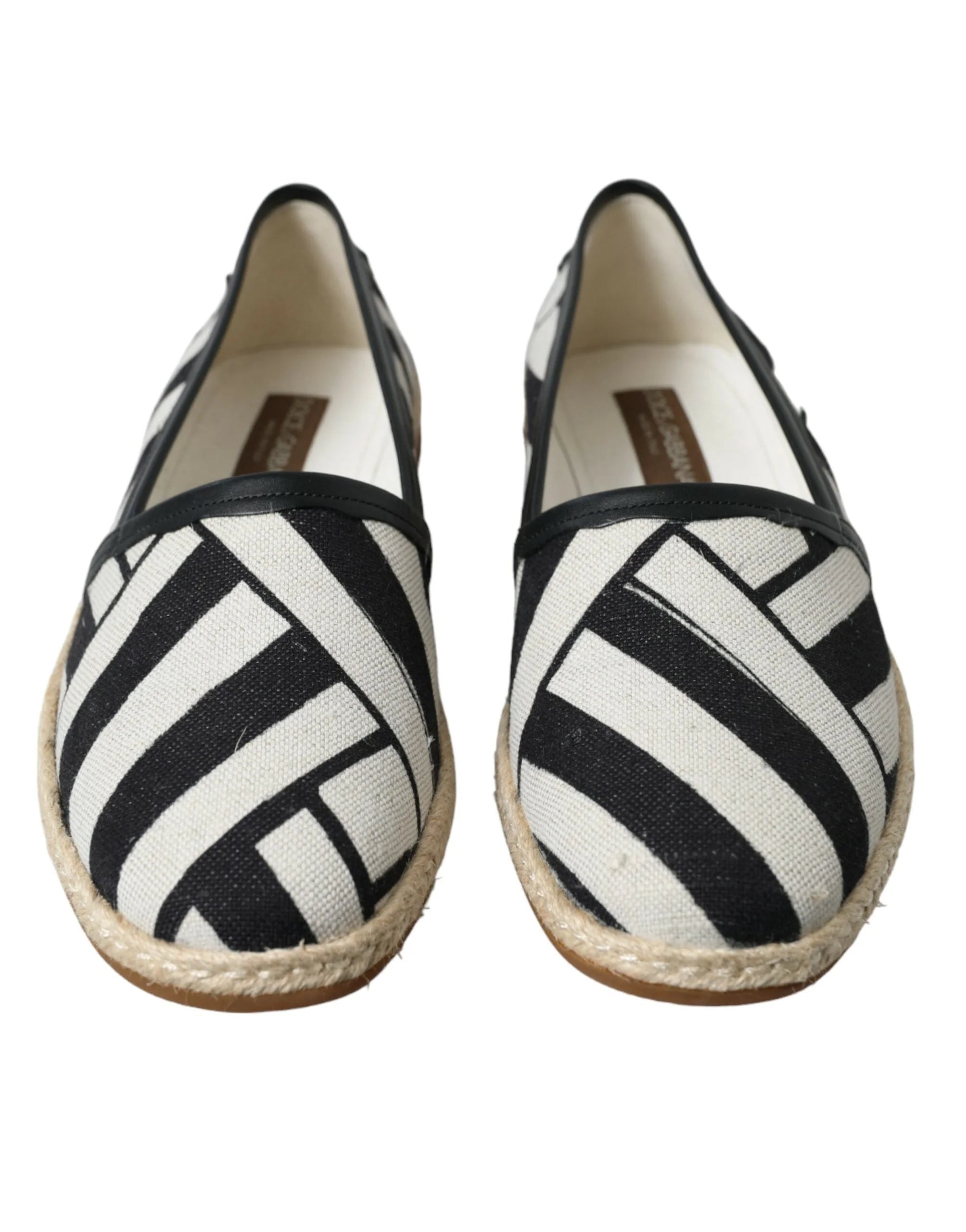 Dolce & Gabbana Beige Black Striped Canvas Espadrilles MONDELLO Shoes - EU42/US9 - Flats