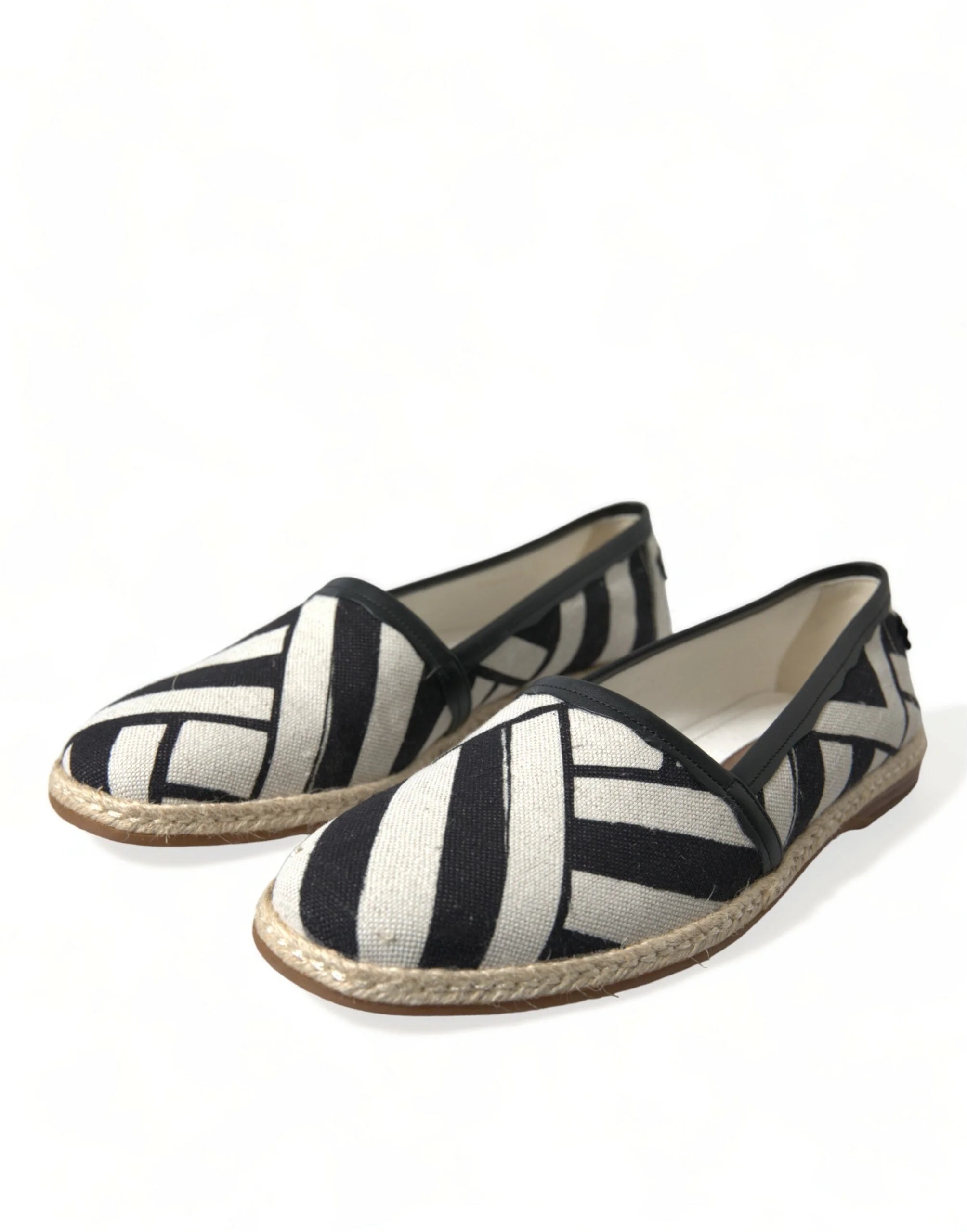 Dolce & Gabbana Beige Black Striped Canvas Espadrilles MONDELLO Shoes - EU42/US9 - Flats