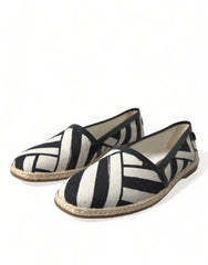 Dolce & Gabbana Beige Black Striped Canvas Espadrilles MONDELLO Shoes - EU42/US9 - Flats