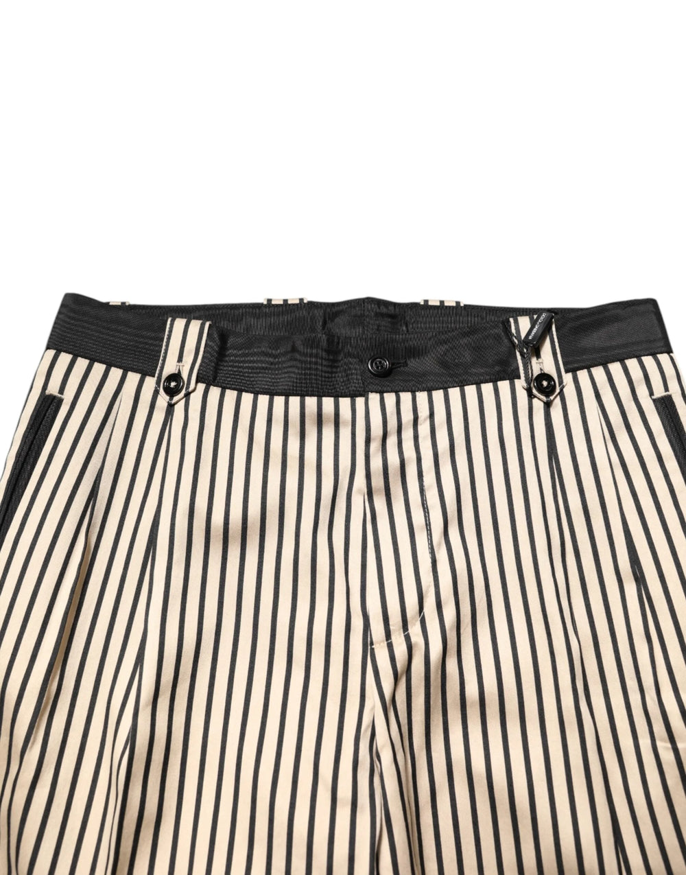 Dolce & Gabbana Beige Black Striped Cotton Slim Fit Trousers Pants - IT46 | S - Trousers