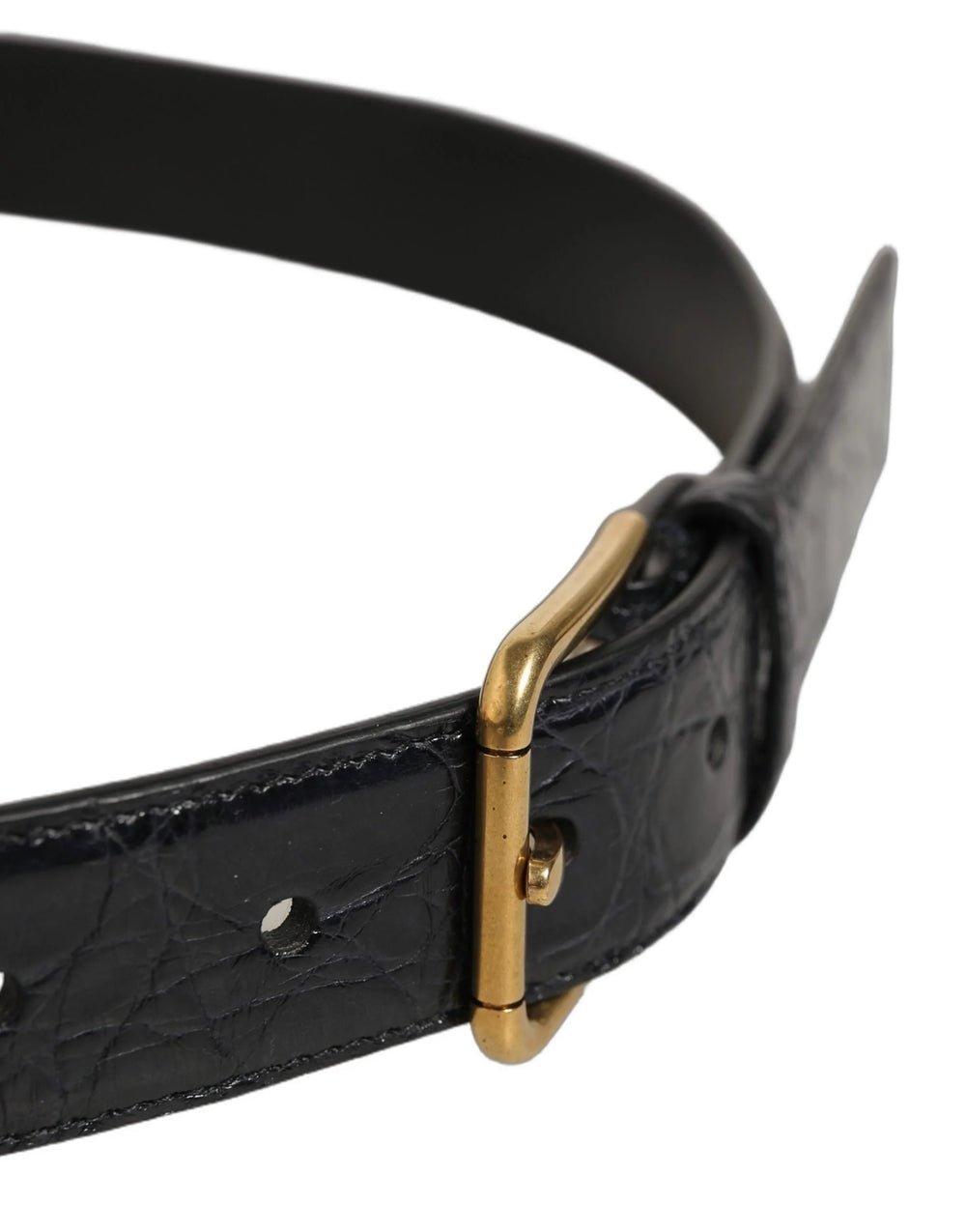 Dolce & Gabbana Beige Black Woven Leather Metal Buckle Belt - 90 cm / 36 Inches