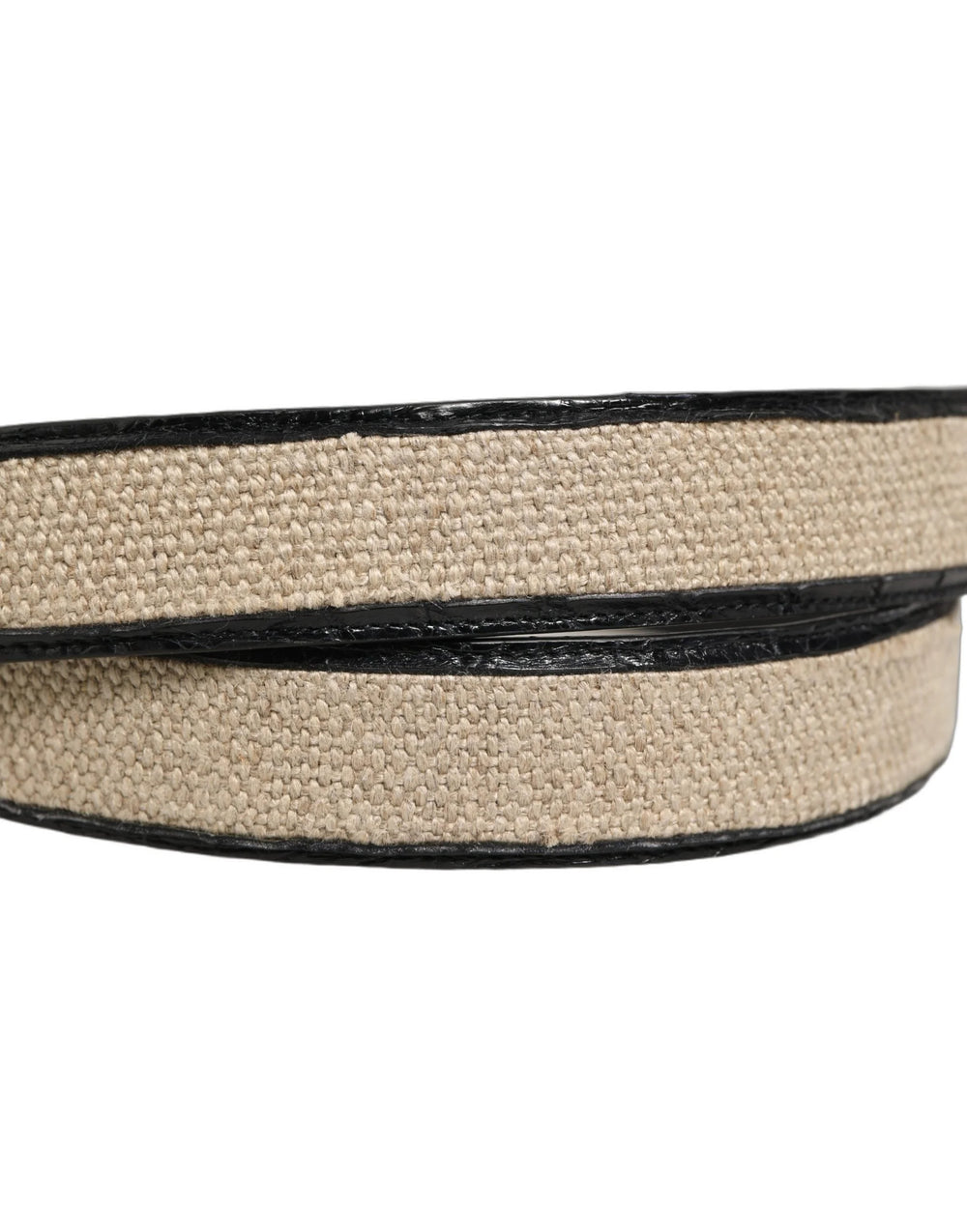 Dolce & Gabbana Beige Black Woven Leather Metal Buckle Belt - 90 cm / 36 Inches