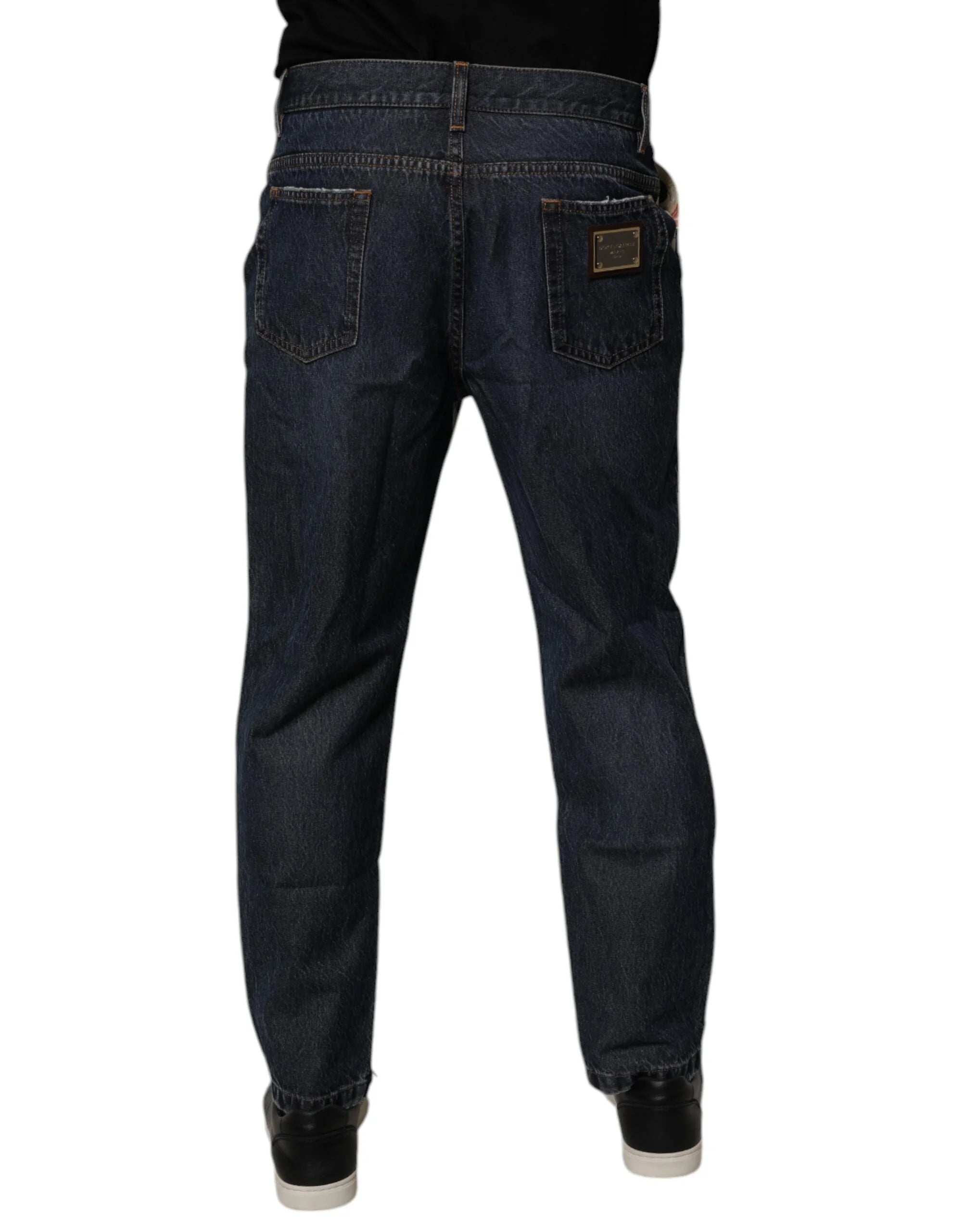 Dolce & Gabbana Beige Blue Floral Cotton Men Denim Jeans - IT48 | M - Jeans