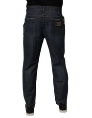 Dolce & Gabbana Beige Blue Floral Cotton Men Denim Jeans - IT48 | M - Jeans