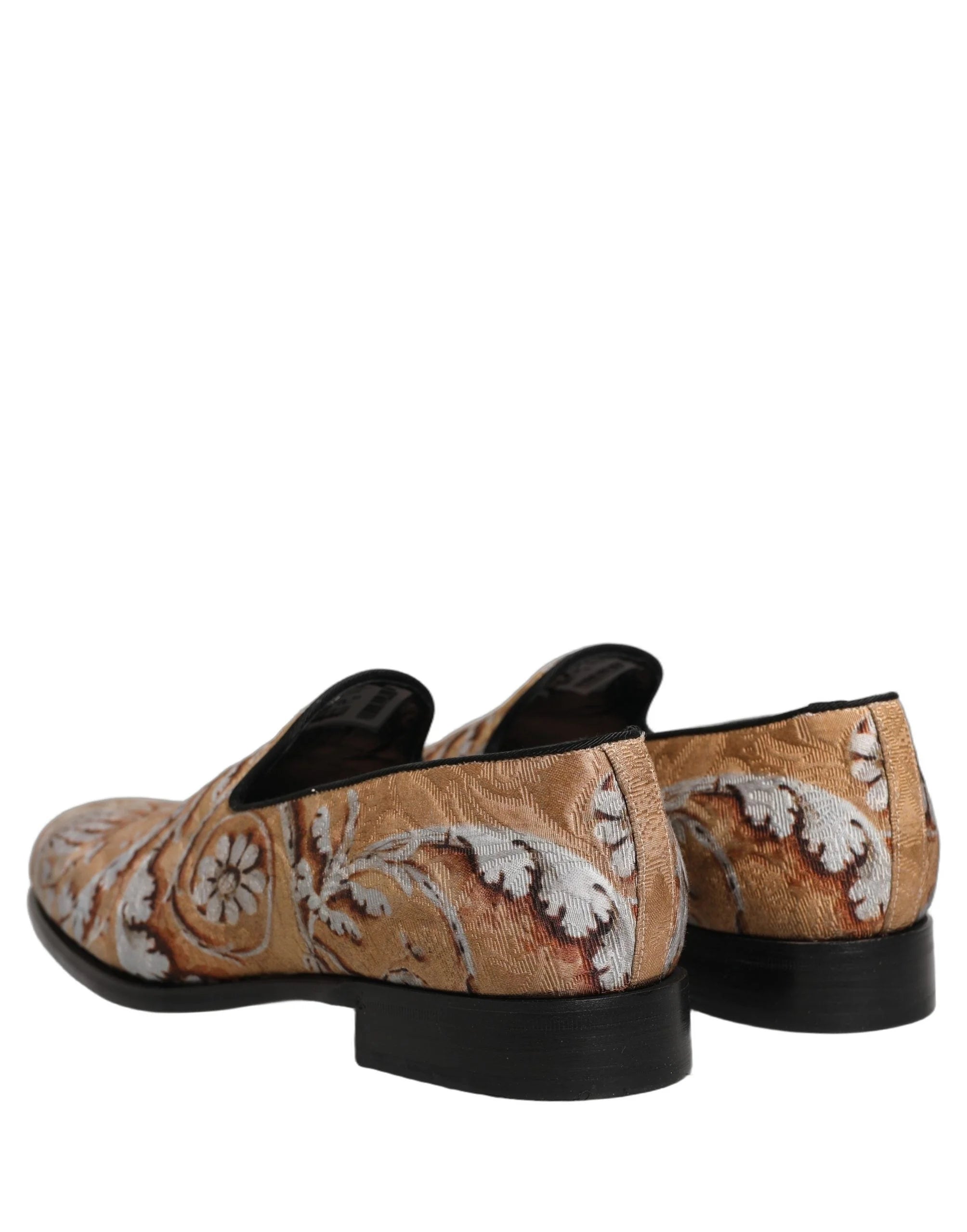 Dolce & Gabbana Beige Brocade Men Slip On Dress Loafers Shoes - EU42/US9