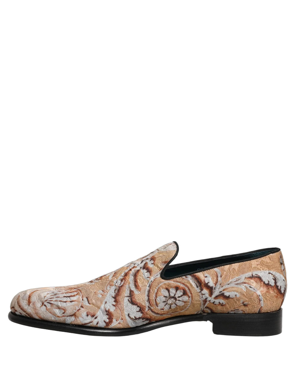 Dolce & Gabbana Beige Brocade Men Slip On Dress Loafers Shoes - EU42/US9