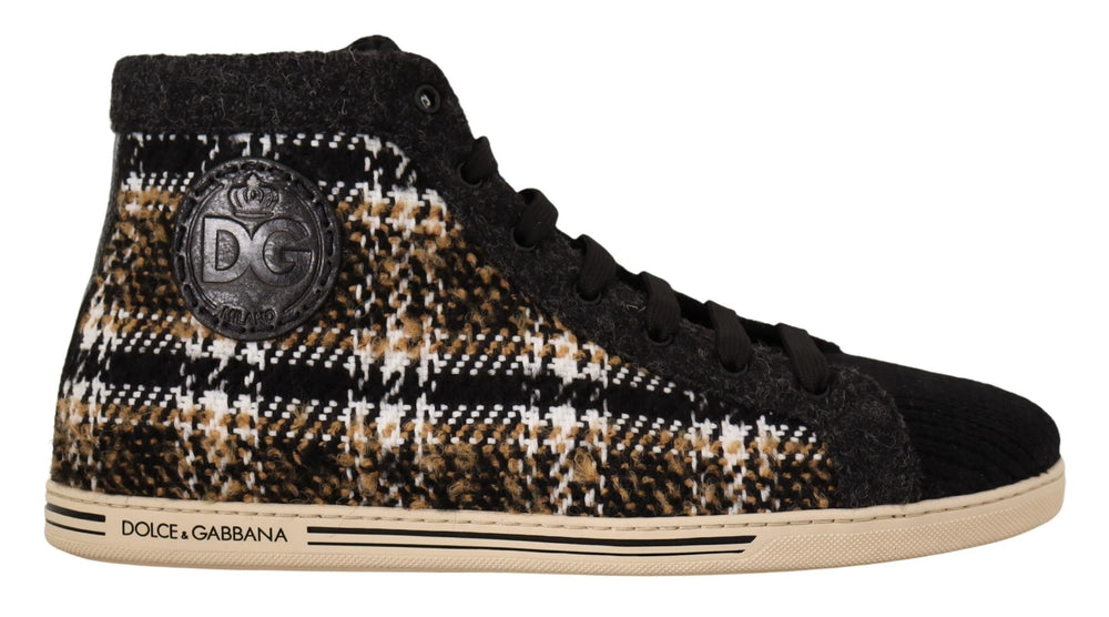 Dolce & Gabbana Beige Brown Wool Cotton High Top Sneakers - EU44/US11