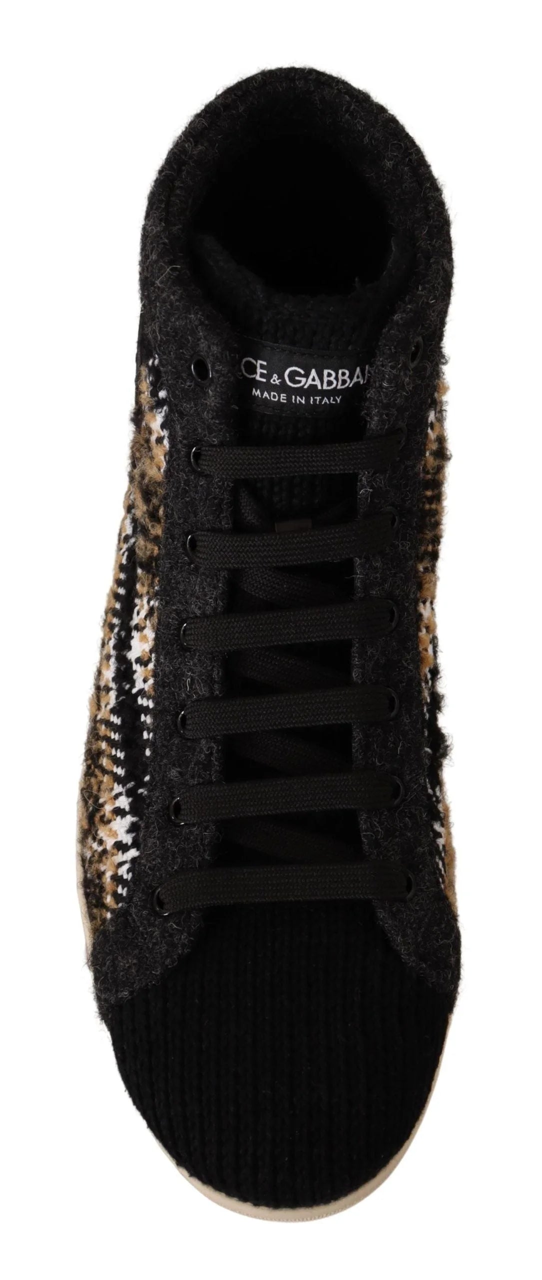 Dolce & Gabbana Beige Brown Wool Cotton High Top Sneakers - EU44/US11