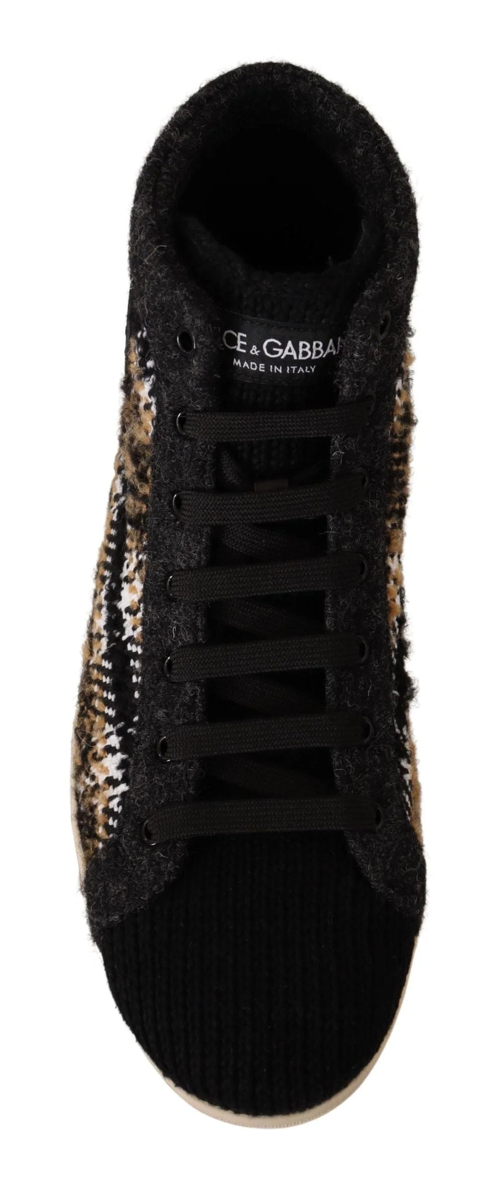 Dolce & Gabbana Beige Brown Wool Cotton High Top Sneakers - EU44/US11