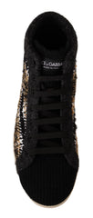 Dolce & Gabbana Beige Brown Wool Cotton High Top Sneakers - EU44/US11