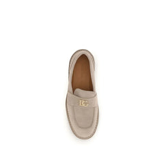 Dolce & Gabbana Beige Calf Leather Bos Taurus Slip-On Loafers