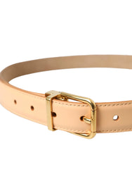 Dolce & Gabbana Beige Calfskin Leather Gold Metal Buckle Belt - 80 cm / 32 Inches - Belts