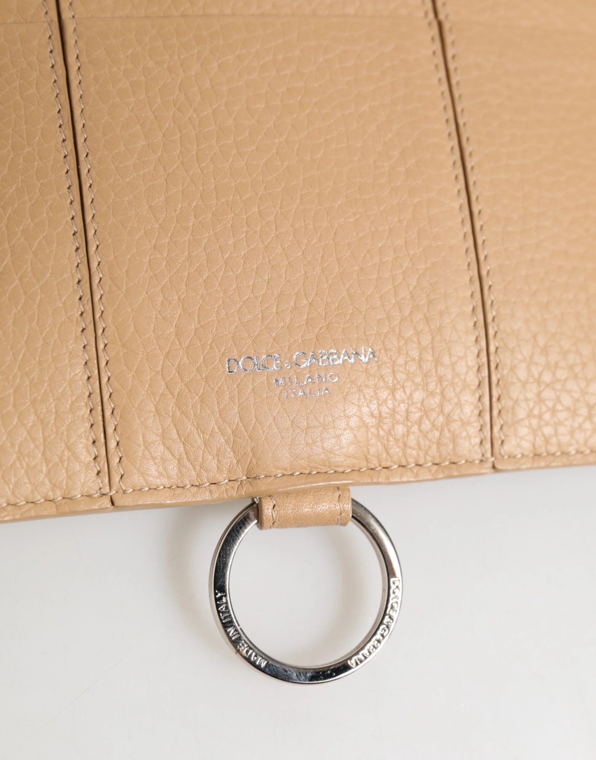 Dolce & Gabbana Beige Calfskin Leather Large Crossbody Card Holder Wallet - Card Cases