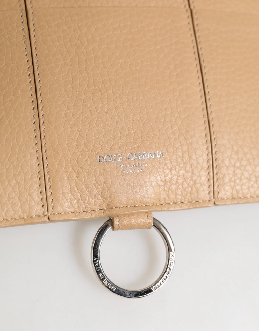 Dolce & Gabbana Beige Calfskin Leather Large Crossbody Card Holder Wallet - Card Cases