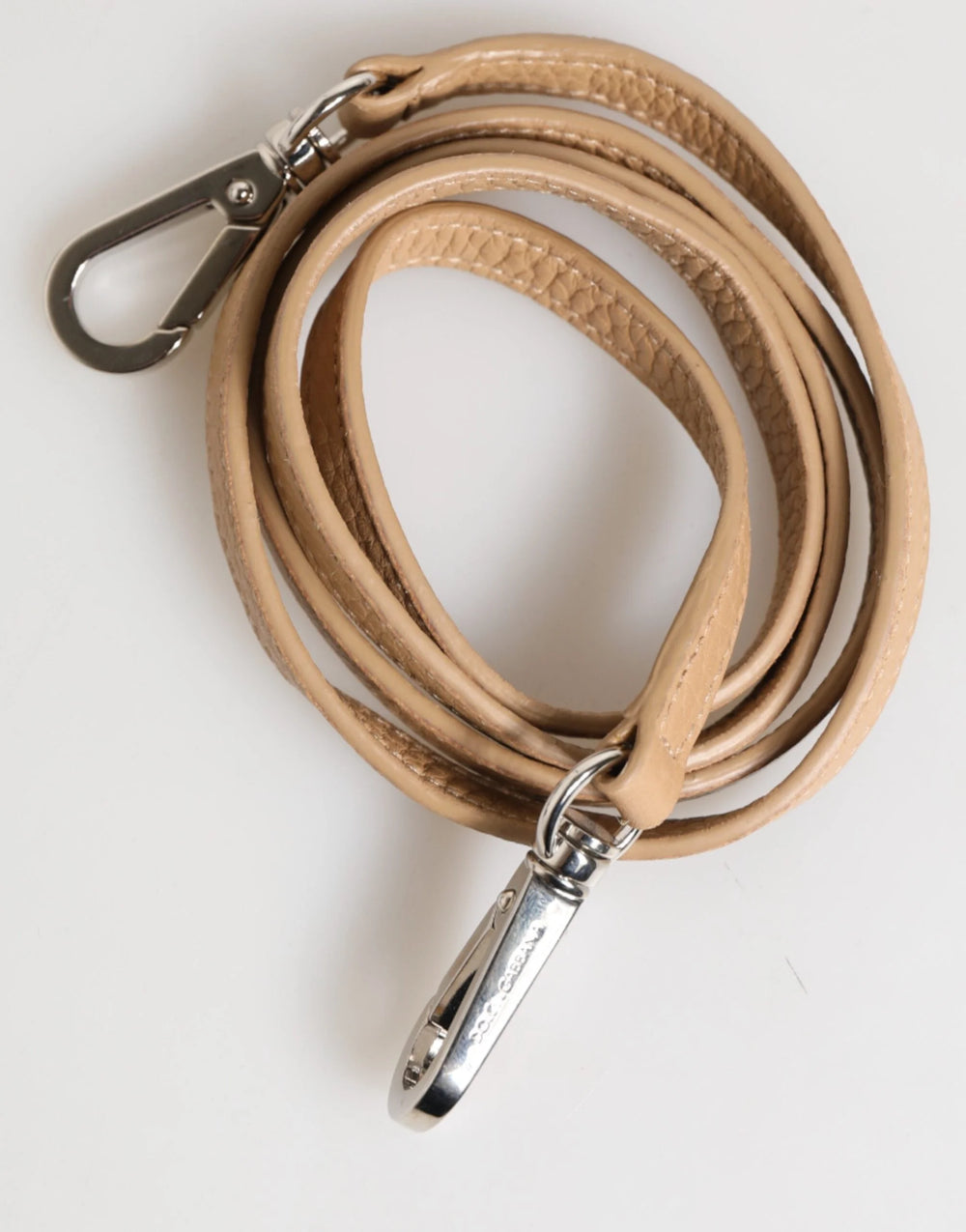 Dolce & Gabbana Beige Calfskin Leather Large Crossbody Card Holder Wallet - Card Cases