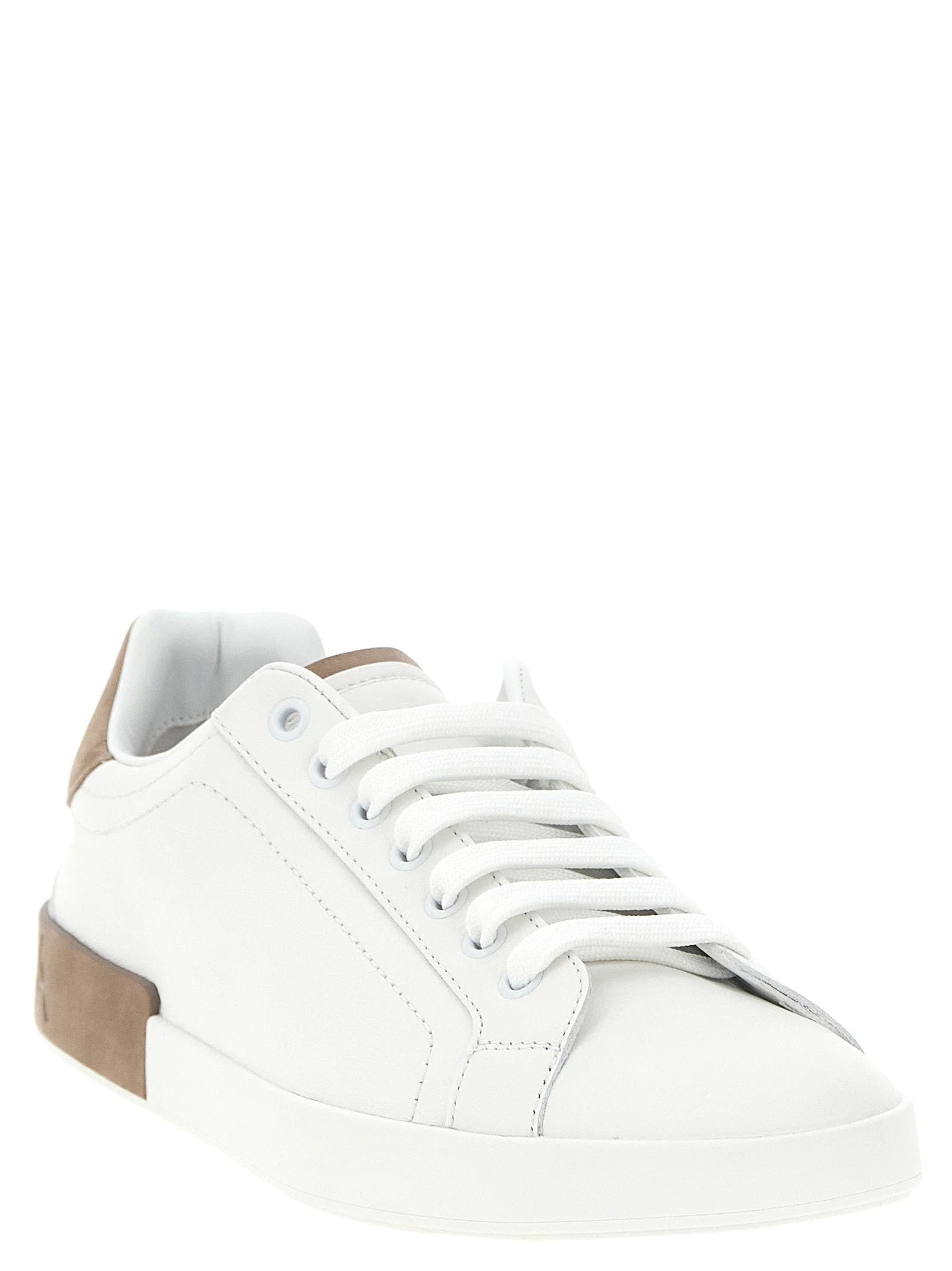 Dolce & Gabbana Beige Calfskin Low Top Sneakers