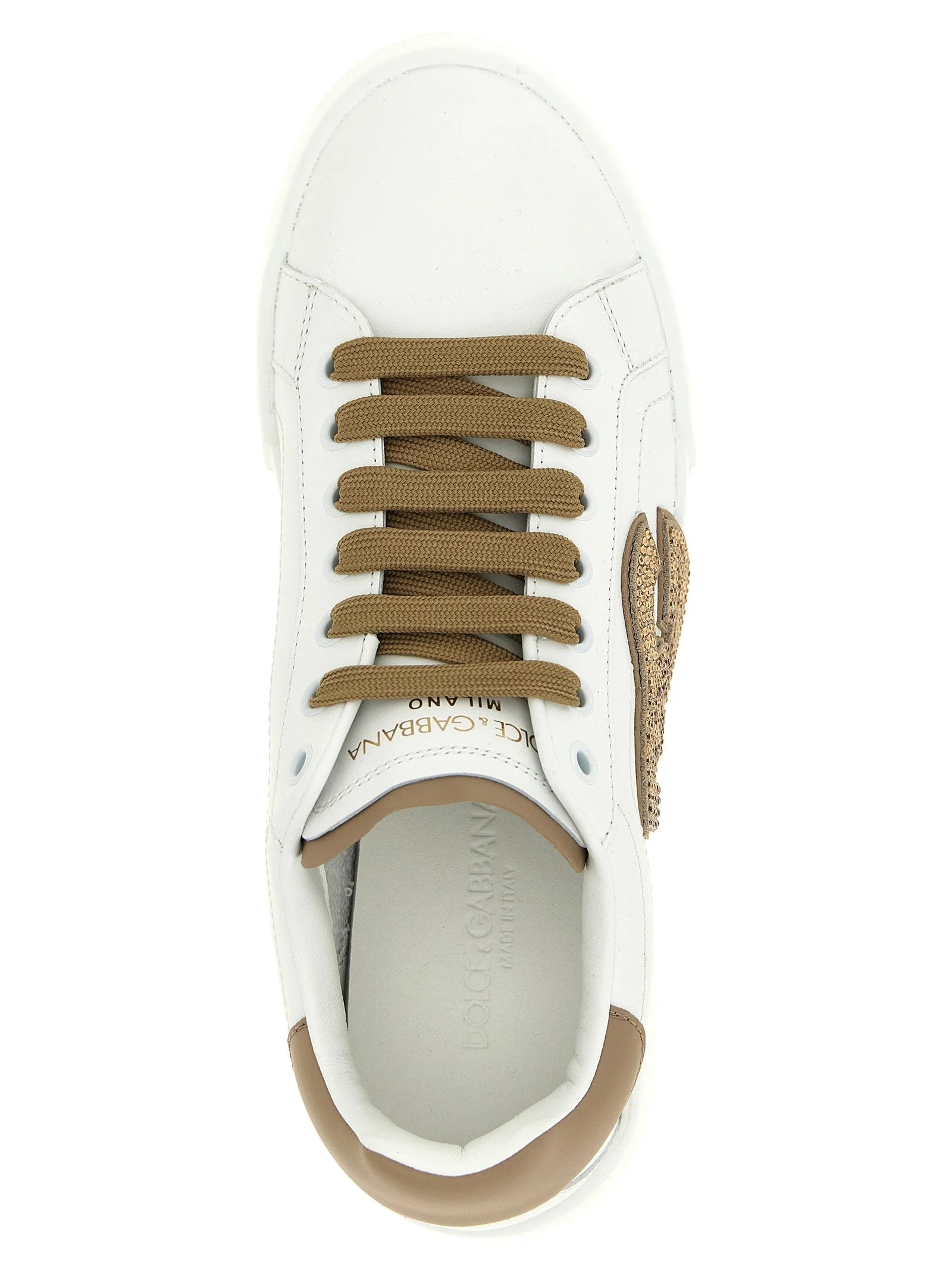 Dolce & Gabbana Beige Skinn Sneakere