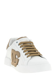 Dolce & Gabbana Beige Skinn Sneakere
