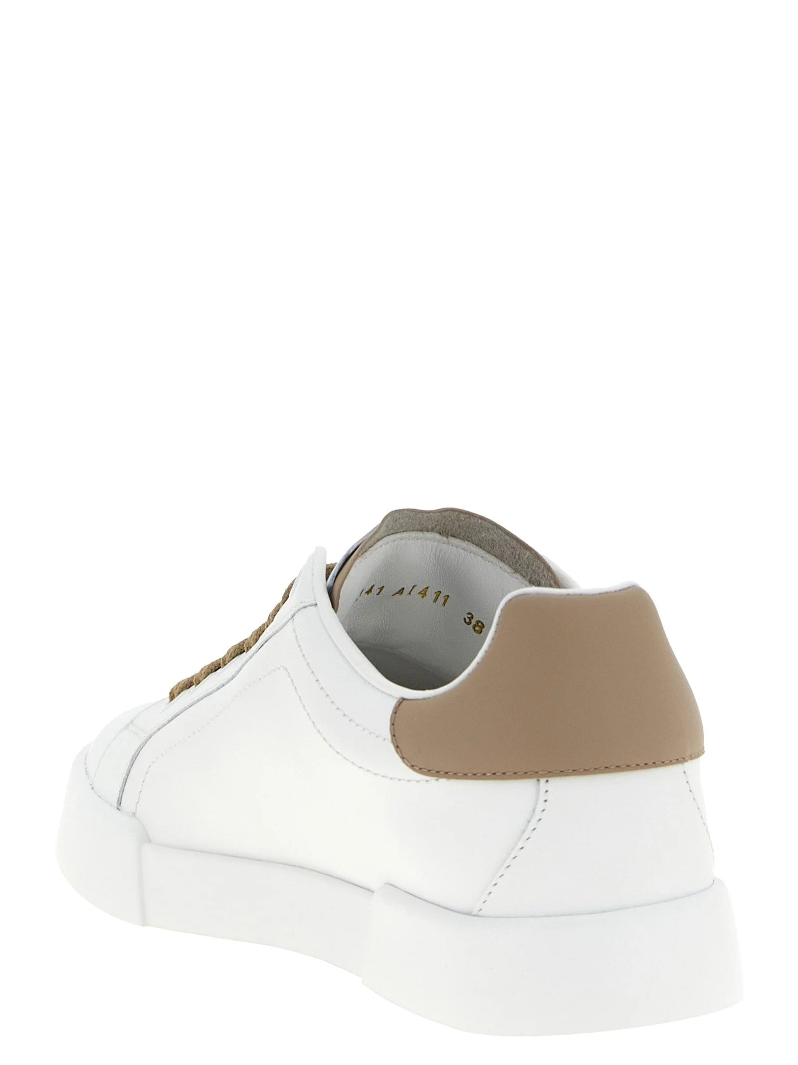 Dolce & Gabbana Beige Skinn Sneakere