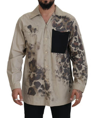 Dolce & Gabbana Beige Camouflage Cotton Long Sleeves Shirt - IT40 | M - Shirts