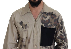 Dolce & Gabbana Beige Camouflage Cotton Long Sleeves Shirt - IT40 | M - Shirts