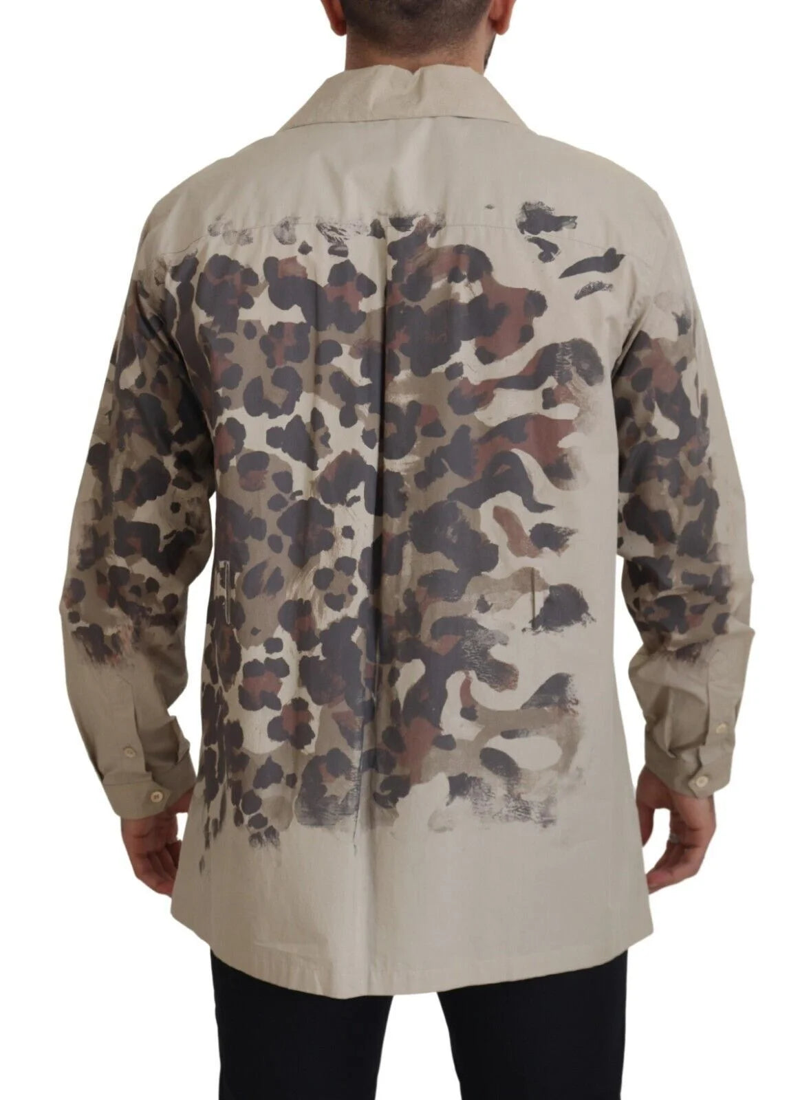 Dolce & Gabbana Beige Camouflage Cotton Long Sleeves Shirt - IT40 | M - Shirts