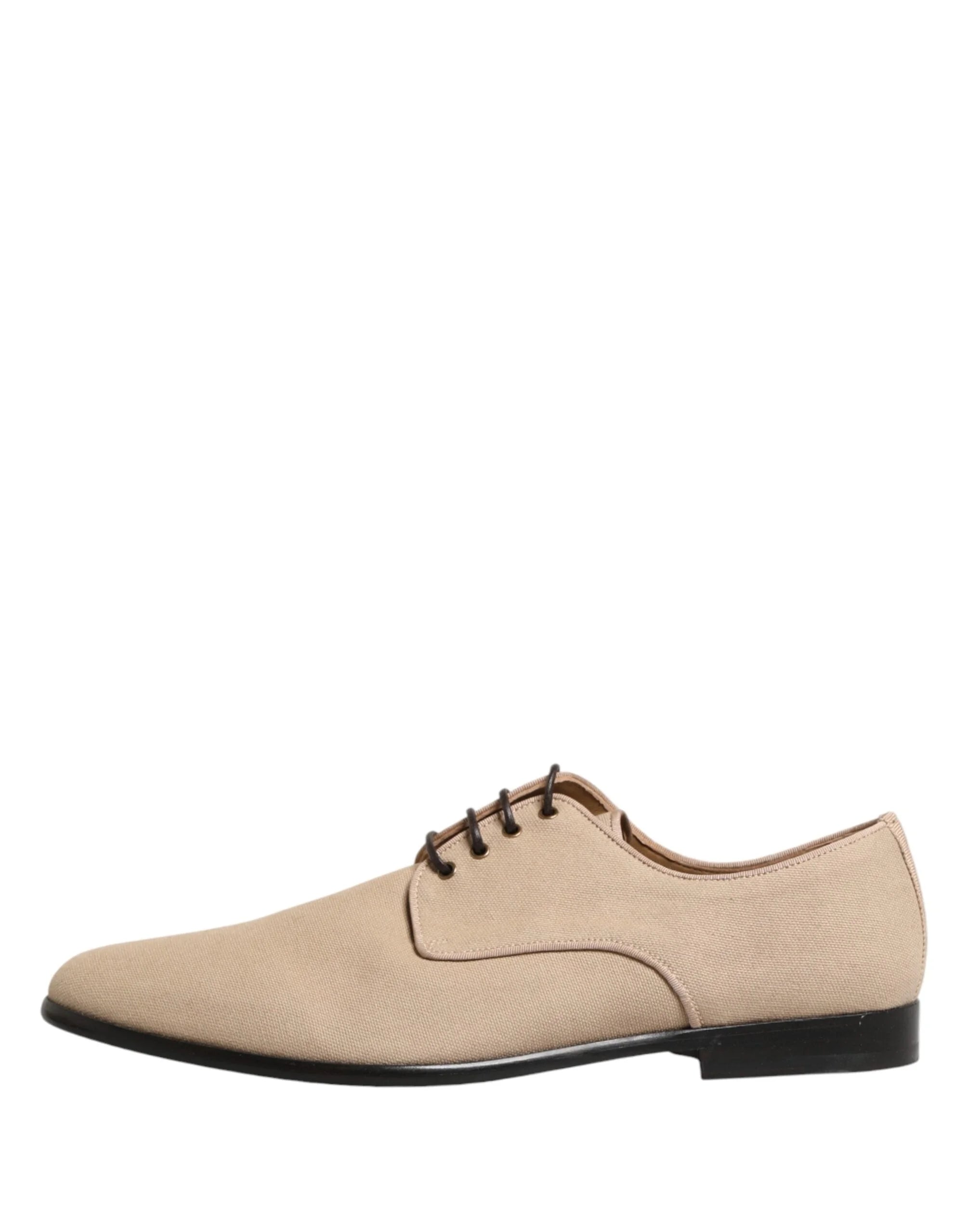 Dolce & Gabbana Beige Canvas Derby Lace Up Dress Men Shoes - EU44/US11