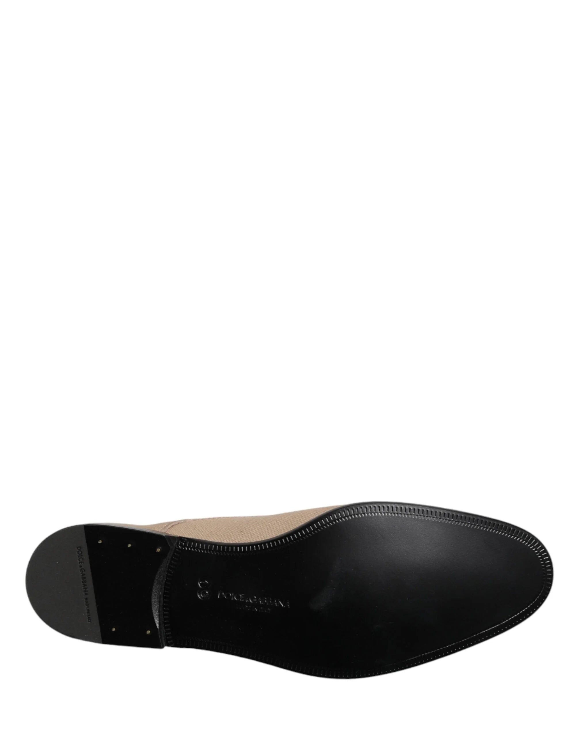 Dolce & Gabbana Beige Canvas Derby Lace Up Dress Men Shoes - EU44/US11