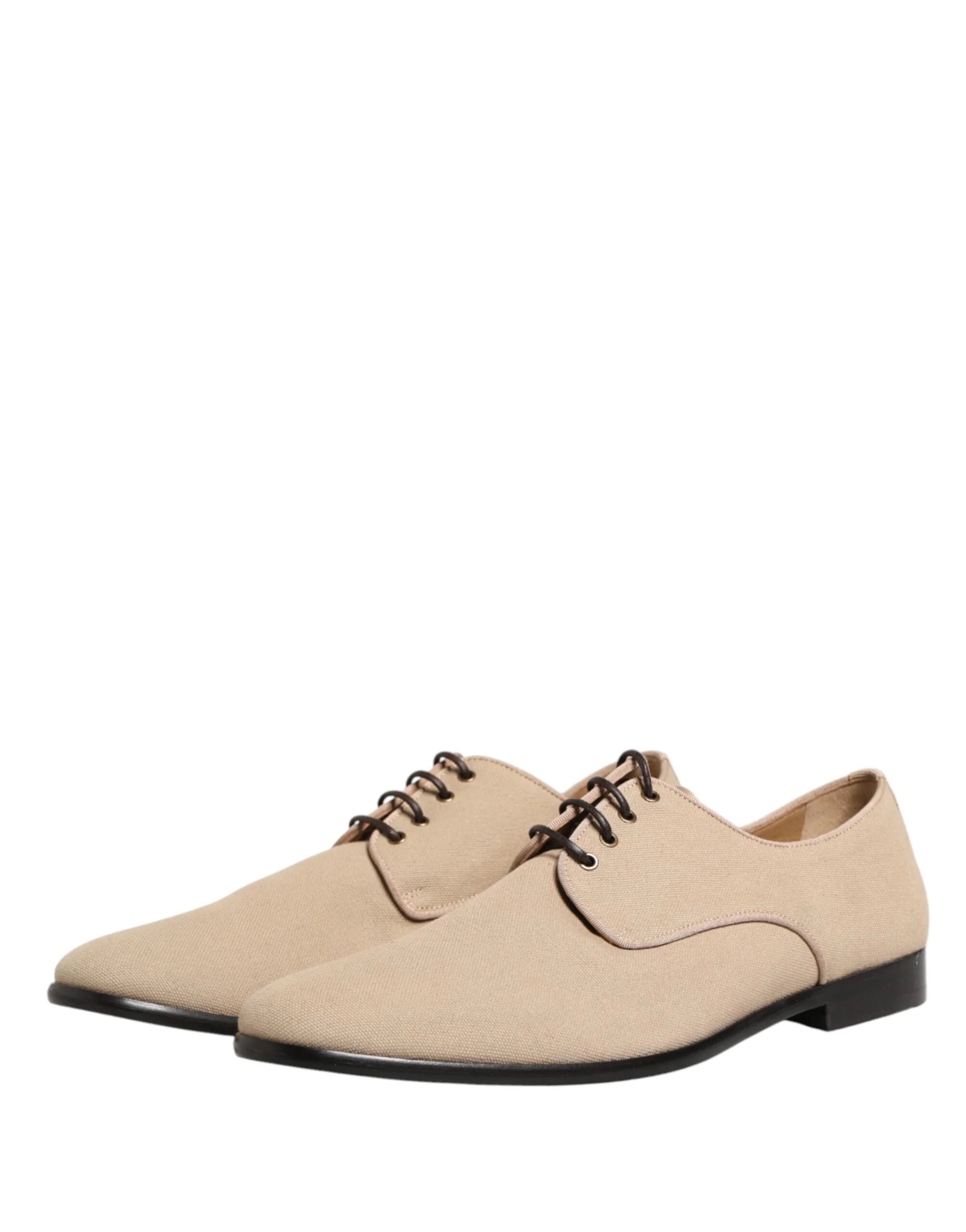 Dolce & Gabbana Beige Canvas Derby Lace Up Dress Men Shoes - EU44/US11